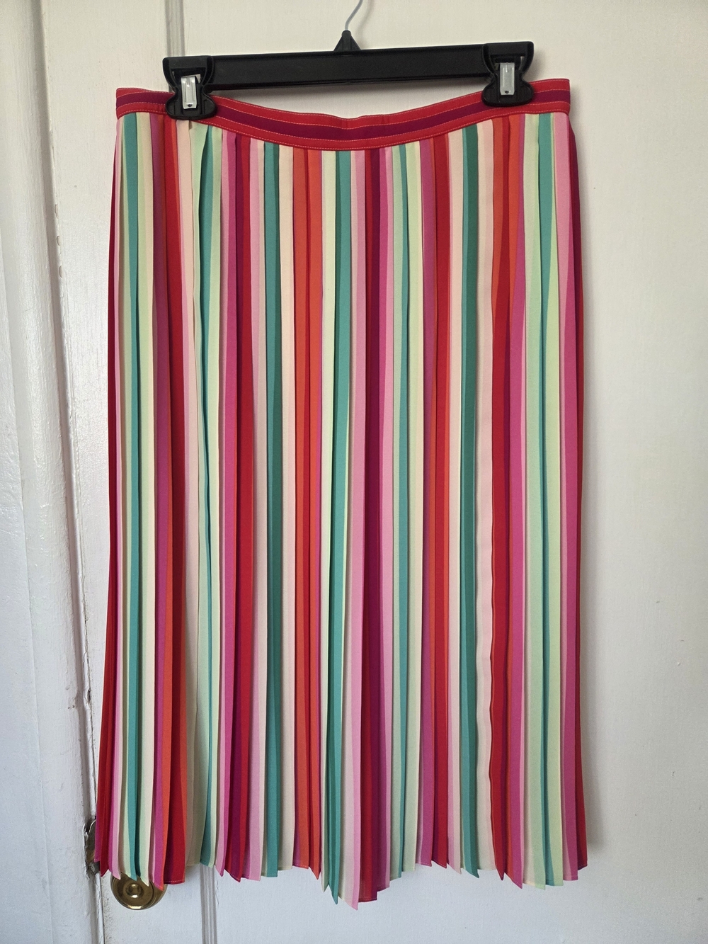 J. Crew Watermelon Colorful Striped Pleated Midi Skirt Multi-Color 6 Medium - Picture 4 of 11